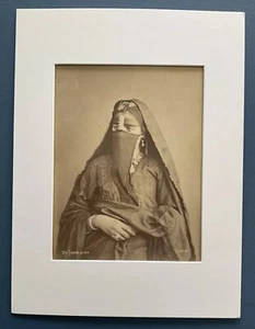 Antique 1880 Pascal Sebah Albumen Photograph Egyptian Woman (large 20.5 x 26cms) - Picture 1 of 12