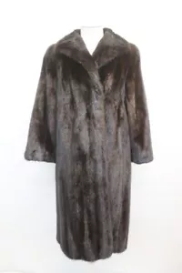 EXCELENTE CHAQUETA ABRIGO DE PIEL DE VISÓN RANCHO OSCURO CANADIENSE MUJER MUJER TALLA 4-6 PEQUEÑA - Imagen 1 de 3