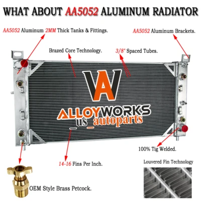 For 2001 2002 Chevy Silverado GMC Sierra 2500HD 3500 8.1L Upgrade 3 Row Radiator - Image 1 of 4