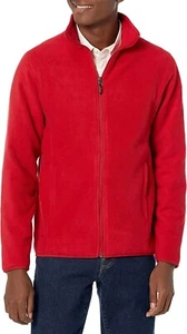 Amazon Essentials Men's Full-Zip Polar Fleece Jacket RED Large - Picture 1 of 6