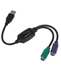 PS/2 2x Female Keyboard & Mouse to USB Type A Male Adapter Converter Cable PC - Picture 1 of 4
