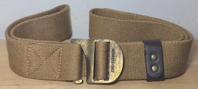 Vintage Canvas Members Only Military Style Belt 1980s Brass Buckle      (L1) - Image 1 of 4
