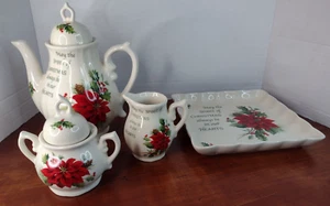 Cracker Barrel Season of Peace Serve ware Ceramic Cardinal Teaset - Picture 1 of 8