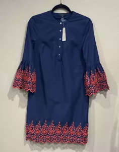 J.Crew Kleid Damen Ösen Glockenärmel blau Etuikleid mehrfarbig XXS 3/4 Arm - Bild 1 von 12