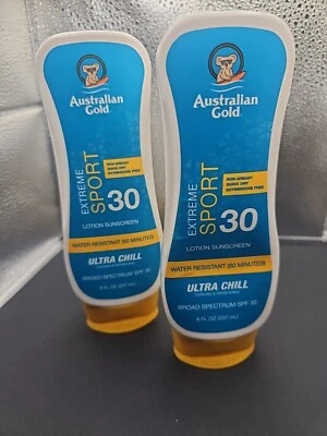 Australian Gold Extreme Sport Spf  30 Lotion Sunscreen 8 Oz ULTRA CHILL. X2 - image 1 of 3