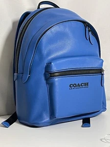 COACH Charter Blue Fin Pebble Leather Backpack C2286 New With Tag + Dustbag - Picture 1 of 8