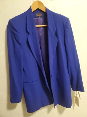 Blazer de lã Y2K Vitage Chater Club tamanho 10 azul cor da moda feito nos EUA!! Novo com etiquetas  - Imagem 1 de 4