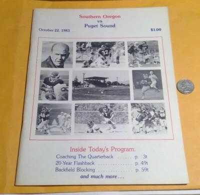 1983 SOUTHERN OREGON v PUGET SOUND COLLEGE FOOTBALL GAME PROGRAM LOGGERS RAIDERS - Image 1 of 4