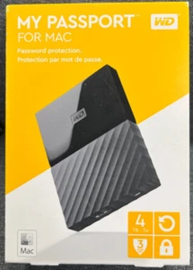WD My Passport MAC Portable Hard Drive 4TB Model#WDBP6A0040BBK-WESN BrandNew - Picture 1 of 6