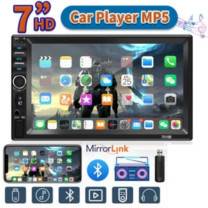 7" Double 2 DIN Car MP5 Player Bluetooth Touch Screen FM/USB/AUX Stereo Radio - Picture 1 of 11