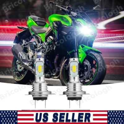 For Kawasaki Z1000 2003-2013 KLR650 2008-17- 2x H7 6000K LED Headlight Bulbs Kit - Image 1 of 4