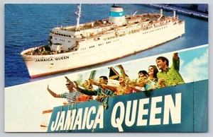 Postal cromada Jamaica Queen Cruise Ship vista dividida sin publicar (C11) - Imagen 1 de 2