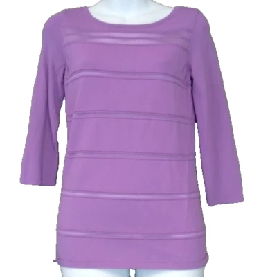 Inc International Contcepts Womens Sweater Small Purple Shear Stripe 3/4 sleeve - Image 1 of 4