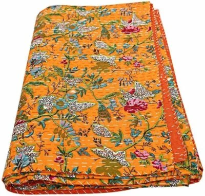 Edredones Kantha indios tamaño king hechos a mano estampado floral algodón reversible Foto 1 de 4