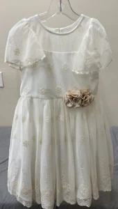 Laura Ashley London Ivory Embroidered Sheer Party Flower Girl Dress Size 5 FS - Picture 1 of 12