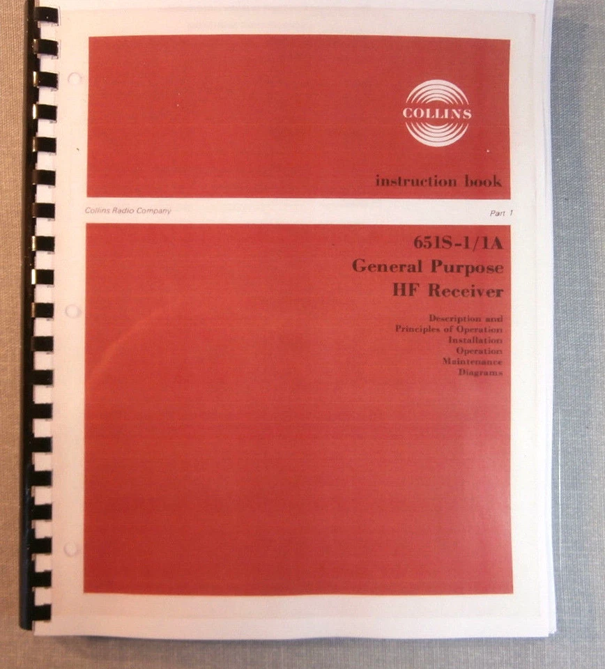 Collins 65S-1/1A Instruction Manual - Premium Card Stock & Protective Covers! - Image 1 of 1