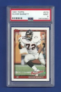 1991 TOPPS #579 OLIVER BARNETT PSA 9 MINT POP 1 ATLANTA FALCONS - Picture 1 of 1