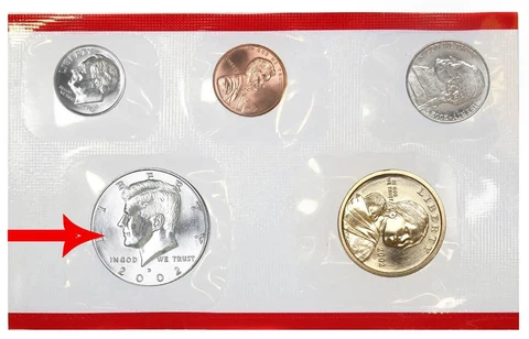 2002 D Kennedy Half Dollar Uncirculated Single Clad Coin Sealed Cellophane Cover