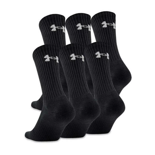 Under armour Charged Cotton 2.0 Crew Socks for Men, Size Large - Black/Stealth Gray (6 Pack)