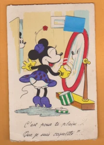 Disney - Minnie Mouse looking in the mirror. Postcard. - Foto 1 di 1