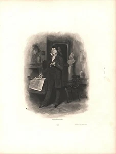 Vintage Art Print - Lithograph - Mr. Pecksniff - Dickens- 1892 - 2 Pcs - Picture 1 of 2