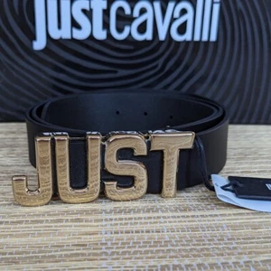 Just Cavalli black calf leather men's belt size 110 Made in Italy - Picture 1 of 9