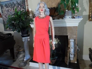 Carolina Herrera Red 100% Virgin Wool Side Ruched/Faux Wrap Sheath Dress Size 14 - Picture 1 of 24