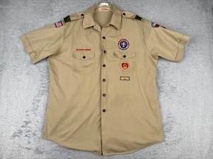 VINTAGE Boy Scouts of America Youth Extra Large Beige Polyester Blend US Made - Picture 1 of 16
