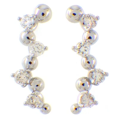 Fine Jewelry Pierced Earrings Wave Drop Beads Diamond PT900 Platinum - Image 1 of 4