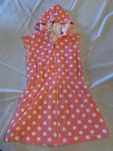 Gymboree Parisian Rose Pink Terry Hooded Swim Coverup White Polka Dots Sz 6 NWT - Picture 1 of 3