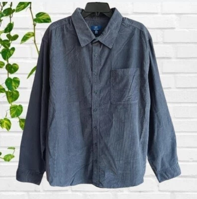 George Men's Size 2XL (50-52) Corduroy Shirt with Long Sleeves Charcoal Sky - Image 1 of 4