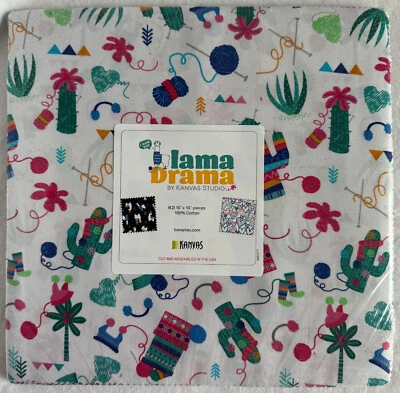 Pastel de Capa Dramática Benartex Llama ~ Cuadrados de 10" ~ Tela 100% Algodón ~ Tejer Foto 1 de 4