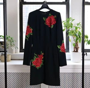 Dolce & Gabbana Black Rose Flower Embroidered Short Dress (Size IT40) RRP $2,395 - Picture 1 of 12