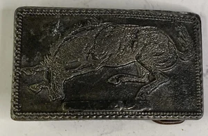 Running Galloping Horse Mustang Nickel 3” Recrangular Belt Buckle - Picture 1 of 5
