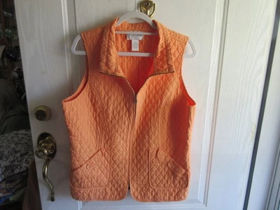 7 Sport Savvy Womens L Orange Quilted Vest w/Full Zipper, 2 pockets, & collar - Image 1 of 4