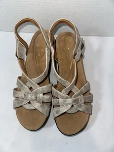 Clarks donna Tuleah Cross pelle metallizzata taglia 10 - Foto 1 di 9