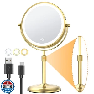 Gospire 7" Lighted Makeup Mirror with Magnification 10X/1X, Height Adjustable - Picture 1 of 5