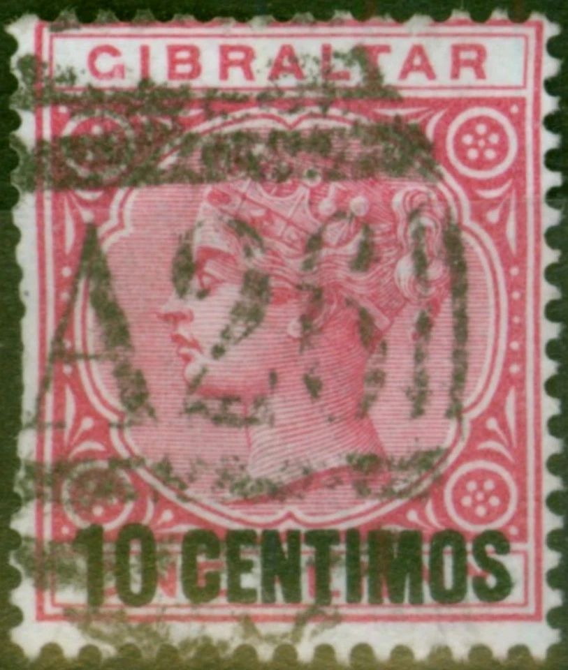 Gibraltar 1889 10c on 1d Rose SG16 Fine Used - Image 1 of 1
