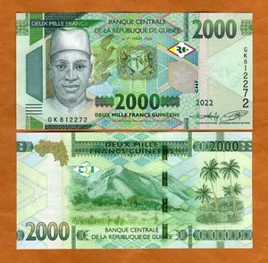 Guinea, 2000 francs, 2022, P-W48A, UNC New Design, New Denomination - Picture 1 of 1