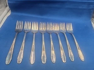 Menge 8 Rogers/International Gardenia Versilberte Salatgabeln 6 1/2" - Bild 1 von 7