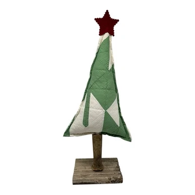 NEW Handmade Repurposed Christmas Tree~Vtg  Quilt~Spindle Trunk~Baseboard Base - Image 1 of 4