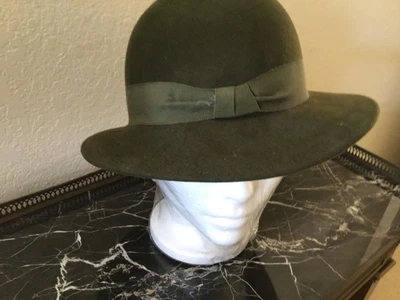 Sombrero vintage Halston 100 % lana verde bosque Foto 1 de 4