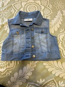 Rare Editions Little Girl Chambray Vest Sz 5 - Picture 1 of 3