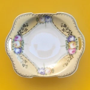 RS GERMANY Porzellan Tablett Rosen 2-Griff Waschtisch Relish Schale 7,5"x6" Schmuckstück - Bild 1 von 9
