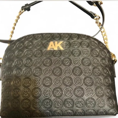 Brand New Anne Klein Crossbody Bag Black Leather Gold Chain Shoulder Purse - Image 1 of 4