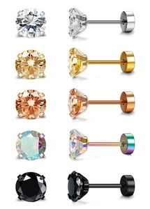 20G Hypoallergenic Flat Back Earrings for Women Men Surgical Steel Stud Earrings - Picture 1 of 6
