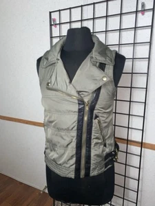 Maurices Olive  Green Puffer Vest with Faux Leather Trim and Buckles Size S - Picture 1 of 8