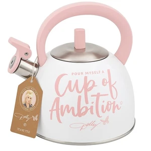 Tetera Dolly Parton Cup of Ambition rosa blanco silbido marcas de por vida nueva con etiquetas - Imagen 1 de 6