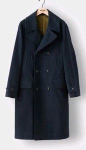 TODD SNYDER Double Breasted Coat Jacket  Topcoat in Midnight Navy Large Long - Picture 1 of 10