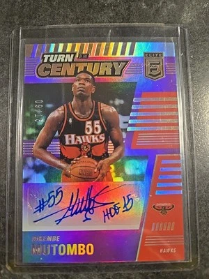 2020-21 Donruss Elite Turn of the Century Signatures Dikembe Mutombo Purple 9/15 - Image 1 of 2